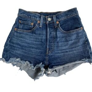 Levi's 501 Denim Shorts Women Sz 26 Medium Wash Button Fly‎